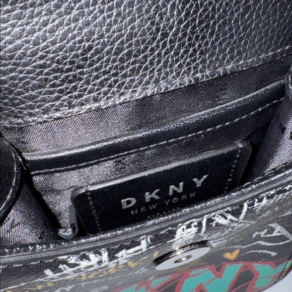 DKNY Elissa Graffiti Logo Pebble Charm Crossbody Bag - Picture 5 of 8